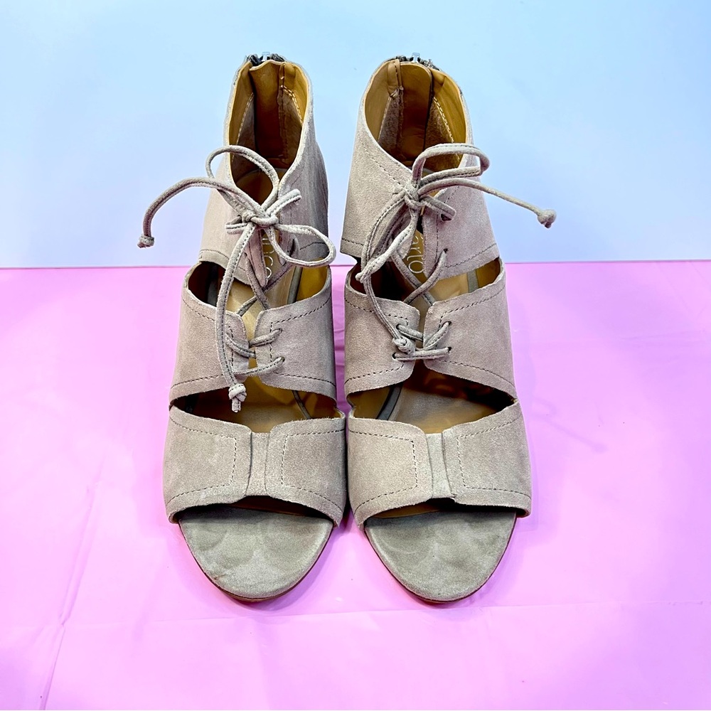 Franco Sarto 7.5 Beige Tan Women's Lace-Up Sandals